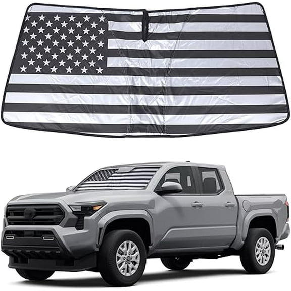 Windshield Sunshade for Toyota Tacoma 2024-2025 Front Window Sun Shade Foldable Reflective Sun Visor Custom Sunscreen UV Blocker Privacy Protector HeatShield Keep Your Car Cooler (Grey)