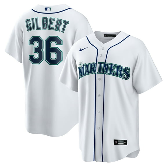 Men's Nike Logan Gilbert White Seattle Mariners Home Replica Jersey