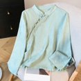 thumbnail image 1 of Xuyuer Embroidered Button-Down Shirt - Women's Long Sleeve Round Neck Casual Top for Garden Party Attire, Spring Brunch Events & Feminine Office-to-Evening Elegance, 1 of 6