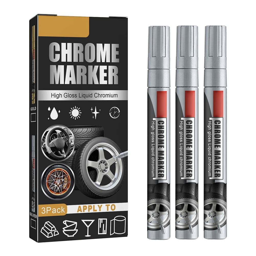 Stylo Retouche Peinture Voiture Argenté/noir - Réparation Rayures Jantes Et Carrosserie - Antirouille, Imperméable - 12 Ml