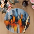 thumbnail image 3 of Blue Burnt Orange Round 15 Inch Placemats Set of 2, Modern Oil Painting Geometric Abstract HeatResistant Non Slip Place Mats for Dining Table, Wipeable Braided Kitchen Table Mats for Housewarming, 3 of 9