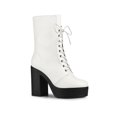 thumbnail image 1 of Unique Bargains Bottes de Combat à Talons Épais Plateforme à Lacets pour Femmes, 1 of 7