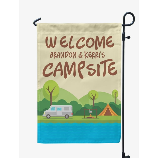 Printtoo Drapeau de Camping Tan Bienvenue Camping en Plein Air Drapeau Personnalisé pour Campeurs Double Face Drapeau de Camping