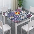 thumbnail image 3 of Pioneer Flower Floral Print Pattern Square Fitted Tablecloth with Elastic Edge,Square Table Cover,Washable Elastic Table Cover for Home Kitchen Party Decor 34"x34", 3 of 6