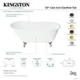 thumbnail image 5 of Aqua Eden VCTND5328NT0 53-Inch Cast Iron Oval Single Slipper Clawfoot Tub (No Faucet Drillings) in White/Matte Black, 5 of 6