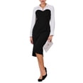 thumbnail image 2 of Vestido de lápiz elegante de manga larga con cuello de solapa de color contrastante inspirado en Hobemty para mujeres, talla XL, negro, 2 of 5