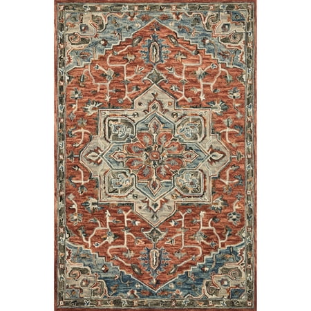 Alexander Home Madeline Medallion Hand-hooked Wool Star Area Rug Red/Multi 5  x 7 6  5  x 8  Accent  Indoor Entryway  Kitchen  Bathroom Olive  Rust Accentuated by a looped texture  this area rug  hand-hooked wholly of wool in a striking  elegant medallion pattern  brings a soft pile  an eye-catching  classic look  and a cotton canvas backing for firm placement. Features: Made of wool with cotton canvas backing Includes 1 hand-hooked star area rug only Traditional  Persian  Bohemian  vintage style Floral  star medallion  botanical  oriental  border pattern Color Options: Charcoal/Light Grey: Black  cream  silver  and beige Ivory/Tobacco: Brown  beige  tan  olive  rust  sage  cream  and khaki Red/Multi: Blue  beige  green  rust  olive  ivory  beige  cream  and grey Rust/Ivory: Orange  blue  beige  olive  navy  and tan Teal/Multi: Blue  orange  ivory  aqua  cream  tangerine  and navy Size Options: Runner: 2 feet 3 inches wide x 3 feet 9 inches long x 0.75-inch pile height Runner: 2 feet 6 inches wide x 7 feet 6 inches long x 0.75-inch pile height Rectangular: 3 feet 6 inches wide x 5 feet 6 inches long x 0.75-inch pile height Rectangular: 5 feet wide x 7 feet 6 inches long x 0.75-inch pile height Rectangular: 7 feet 9 inches wide x 9 feet 9 inches long x 0.75-inch pile height Rectangular: 9 feet 3 inches wide x 13 feet long x 0.75-inch pile height Alexander Home Rug Pads