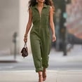 thumbnail image 2 of Chuancc Women's Casual Loose Overalls Jumpsuits One Piece Sleeveless Wide Leg Long Pant Rompers With Pockets Green S, 2 of 6