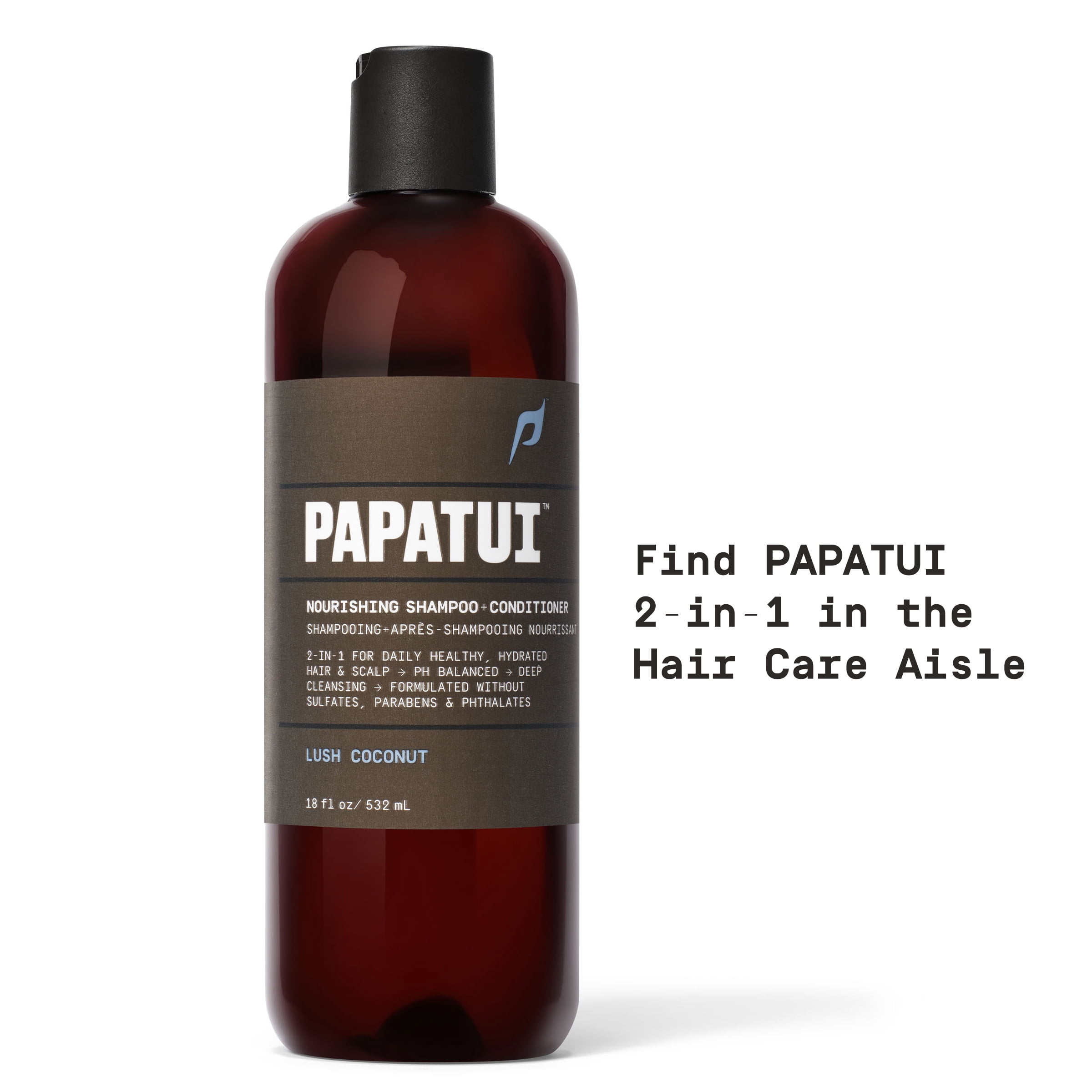 Papatui Nourishing Men's Shampoo and Conditioner 2-in-1, Lush Coconut, 18 fl oz