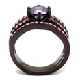 thumbnail image 3 of Women's Stainless Steel IP Dark Brown 6.80(g) CZ Amethyst Ring Set, 3 of 4