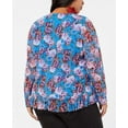 thumbnail image 4 of INC International Concepts Plus Size Women’s Floral-Print Ruched Pullover Shirt Tops, Navy, 2X Plus, 4 of 9