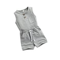 thumbnail image 5 of Spewahor 2 Pcs Newborn Summer Outfits Toddler Boys, Baby Solid Color Round Neck Tank Tops with Pocket + Drawstring Shorts 0-24 Months 1-3T, 5 of 7