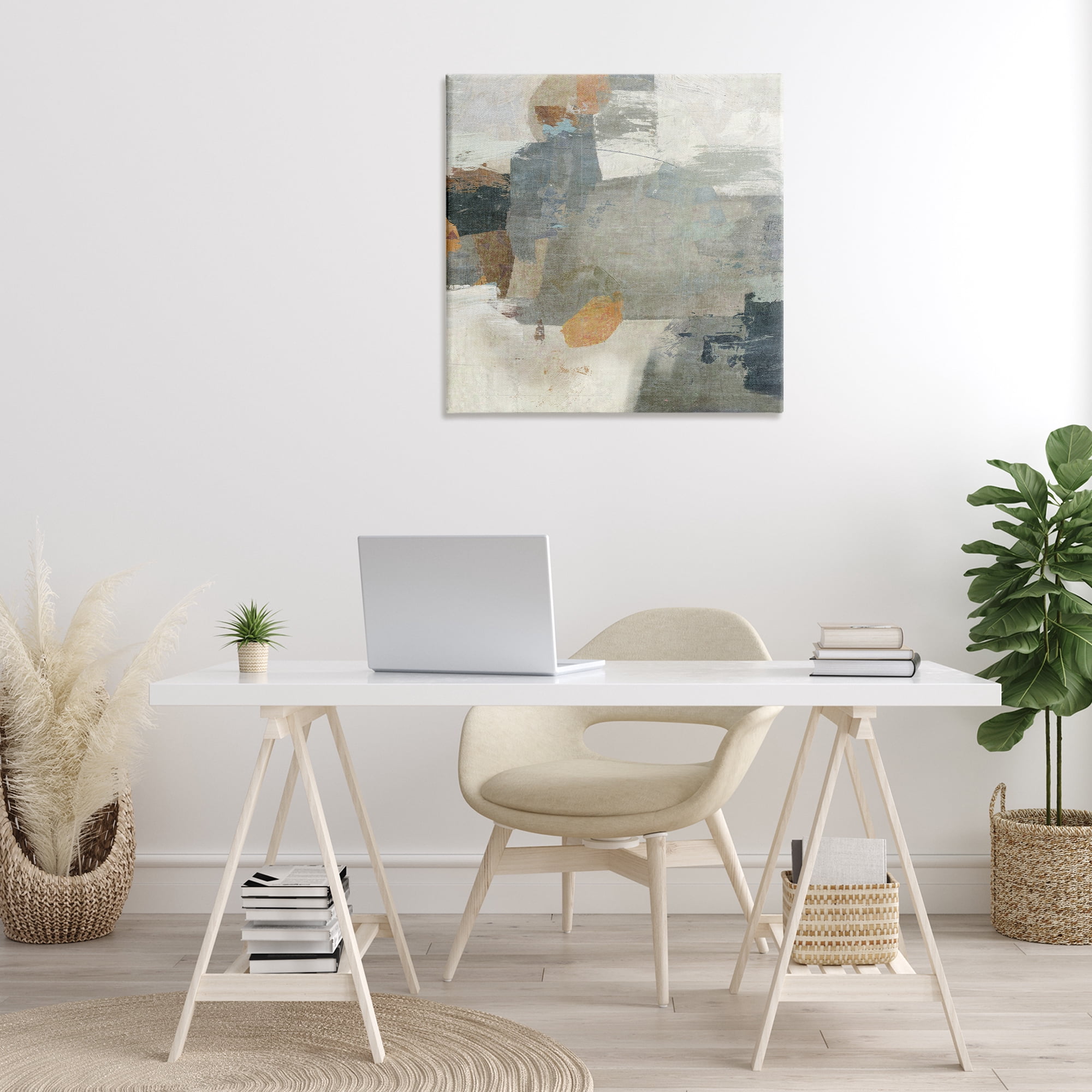 Stupell Industries Rustic Grey Paint Strokes Abstract Painting Gallery Wrapped Canvas Art Print Wall Art, 30 x 30