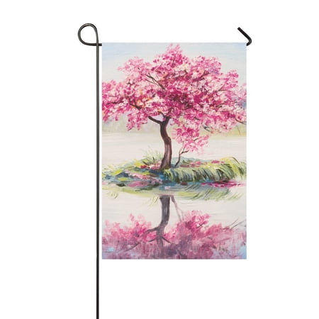 Mypop Oriental Cherry Blossom Tree Sakura Garden Flag Banner 12 X