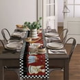 thumbnail image 4 of Table Runner Dresser Scarves 70 Inch Long, Chef with Food Knife Fork Red Pattern Linen Dining Table Runners Buffalo Plaid Frame Tabletop Scarf for Wedding Holiday Party Kitchen, 4 of 7