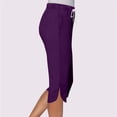 thumbnail image 5 of AKGEAMN Summer Beach Shorts for Women Elastic Waist Knee Length Drawstring Workout Shorts with Pockets, Purple S-XXL, 5 of 7