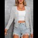 thumbnail image 4 of Chaqueta Cárdigan de Punto con Cuello en V y Larga para Mujer, Suéter Chal de Punto Sin Botones. Gris S, 4 of 8