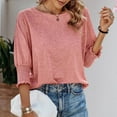 thumbnail image 5 of TYGHBN Women's Solid Color Fashion Loose Round Neck Point Sleeve Long Version T Shirt Loose Women Women Long Sleeve Athletic Top Long Sleeve Shirts Tall Long Sleeve Rayon Tops for Women Womens, 5 of 6