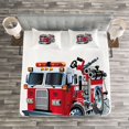 thumbnail image 3 of Ambesonne Truck Quilted Bedspread Set 3 Pcs, Brigade Vehicle Illustration, King Size, Grey Red, 3 of 3