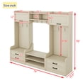 thumbnail image 3 of 4-in-1 Detachable Hall Tree with Storage Bench, Wood Coat Rack with 7 Hooks, 2 Display Dividers and 2 Cabinet, Mudroom Organizer with 4 Drawers and 2 Shoes Storage Shelves for Hallway, 3 of 8