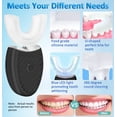 thumbnail image 3 of Cepillo de dientes eléctrico, cepillo de dientes automático en forma de U, cepillo de dientes blanqueador dental de limpieza de boca entera de 360 ° Carga inalámbrica IPX7 a prueba de agua (blanco) oso de fresa Electrónica, 3 of 7