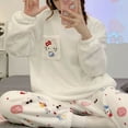 thumbnail image 4 of Anime Hellokittyed Autumn and Winter Coral Velvet Women's Pajamas Kawaii Sanrio Cinnamoroll My Melody Kuromi Warm Home Clothes, 4 of 9