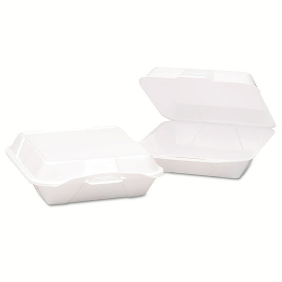 Genpak Hinged-Lid Foam Carryout Containers 9.19x6 1/2x3 White Vented 100/Bag 2/CT 20500V