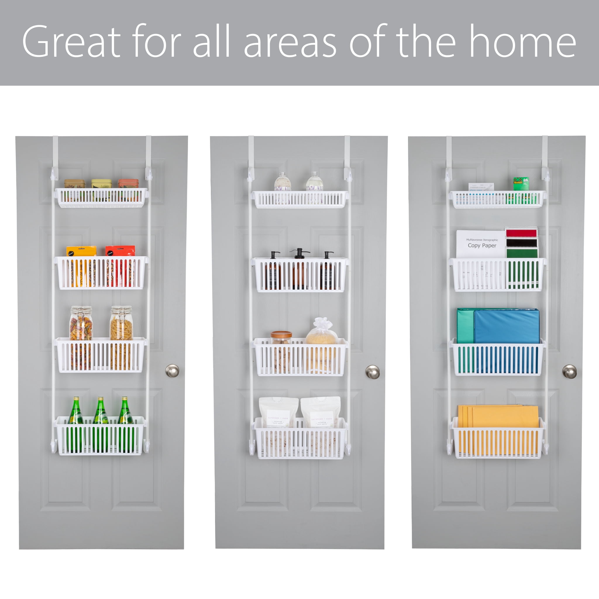 Smart Design 4-Tier Over-the-Door Organizer Pantry Hanging Organizer, White
