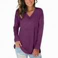 thumbnail image 2 of Towmus Tunic Tops for Women Long Sleeve Fall Tops V Neck Basic Shirts Solid Color T Shirt Loose Casual Fall Blouse Black Tees, 2 of 6