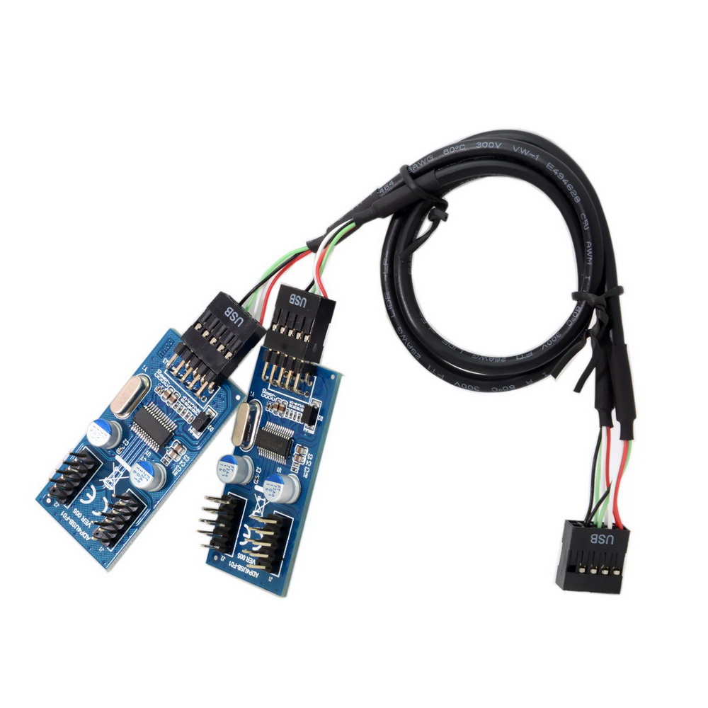 9pin USB Header Male 1 to 2 Female Extension Splitter Cable 9P Connector Adapter