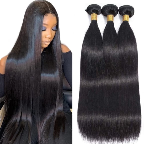 10A Brazilian Straight Virgin Human Hair Bundles – 3-Bundle Deal (10″, 12″, 14″) | 100% Unprocessed Weave