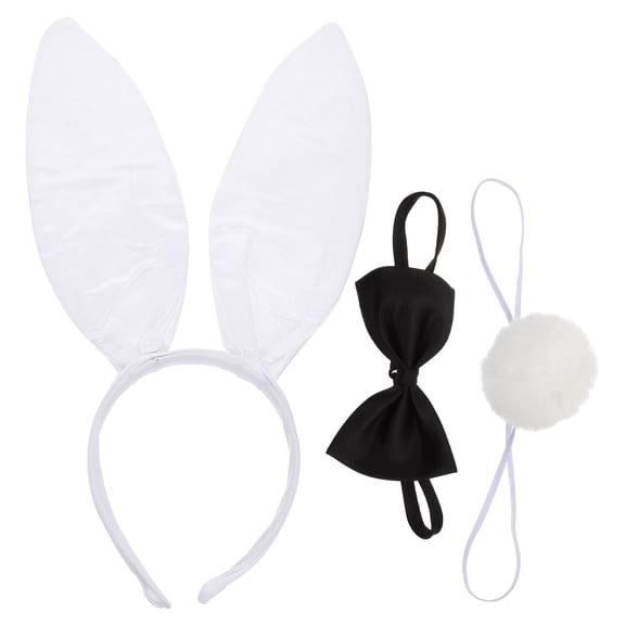 OULII 1Set White Rabbit Ear Headband and Tail Prop for Costume Party Accessories
