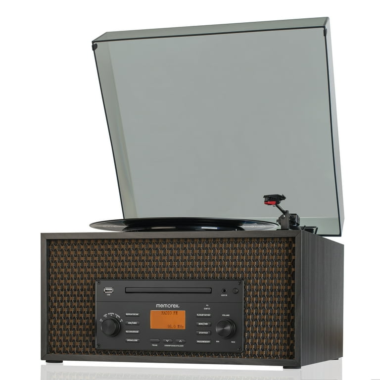 Memorex 7-in-1 Vinyl Record Player Nostalgic Wooden Music