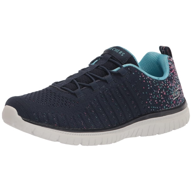 Zapatillas Skechers Virtue para mujer, espuma viscoelástica, azul y azul, 7,5 pulgadas de ancho