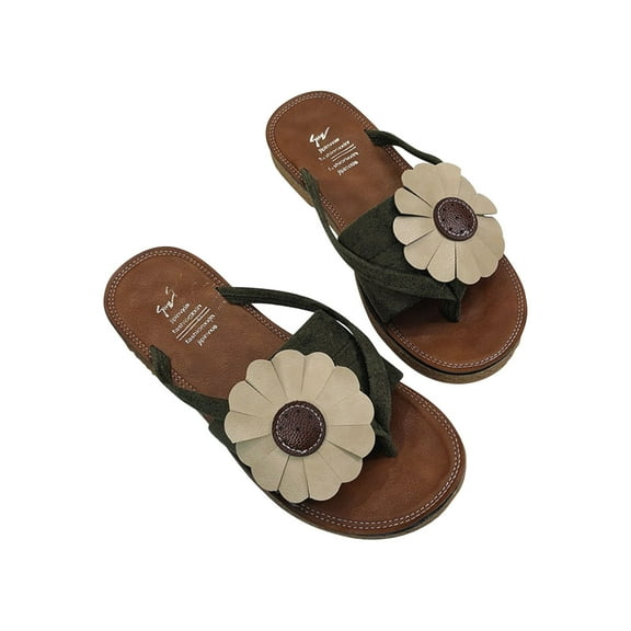 OAVQHLG3B Women's Flat Slippers Summer Daily Flip-Flops Sandals Leisure Beach Sunflower