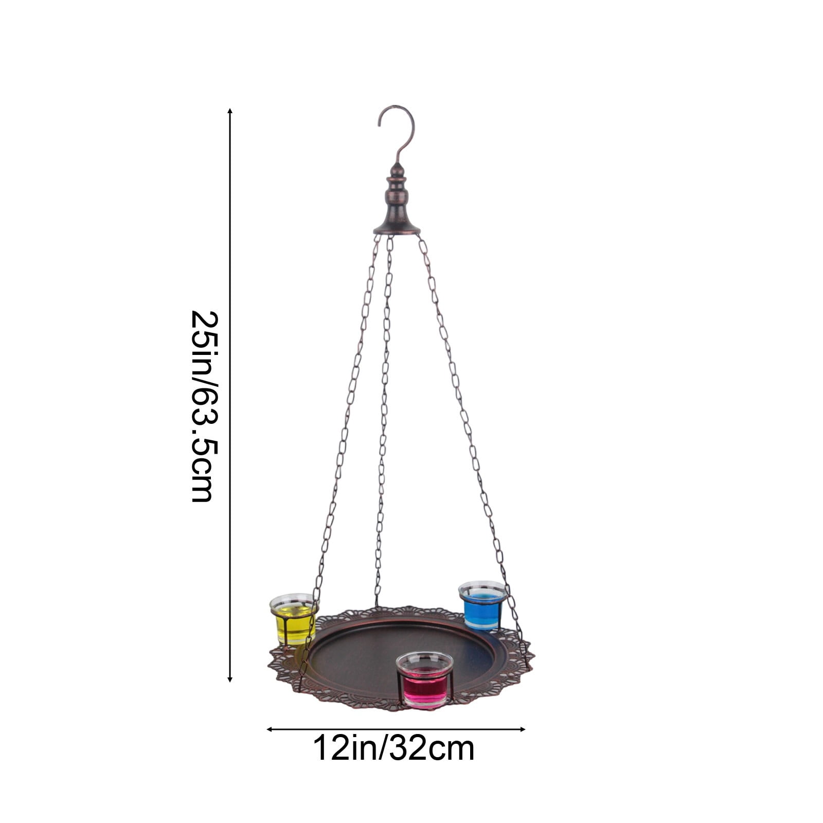 Large Capacity Hanging Bird Feeder, Open Tray Feeder with Metal Hanger, Durable Outdoor Bird Feeder for Garden, Brown