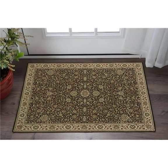 HomeRoots 575315 2 x 3 ft. Oriental Rectangle Area Rug, Brown & Ivory