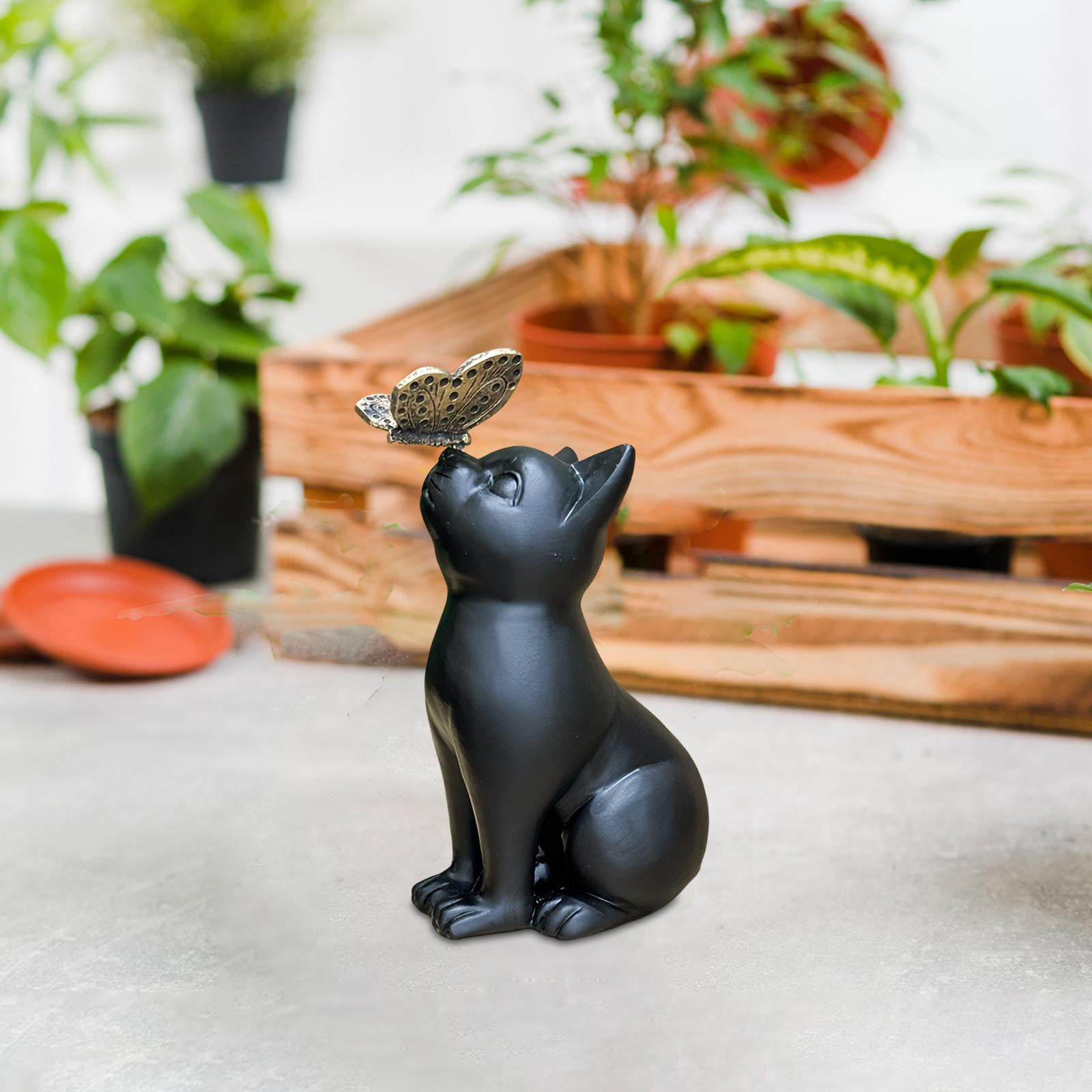 simhoa Cat Figurine Animal Sculpture Crafts Ornament Cat Memorial Statue Pet Memorial Gifts for Living Room Yard Outdoor House Decor