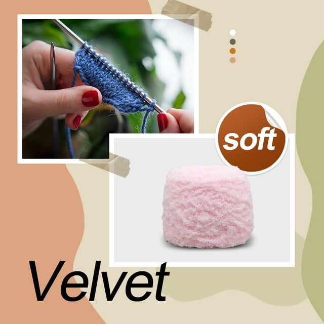 facefd Baby Velvet Yarn, Light Pink, 2-Strand Crocheting Thread for Scarf Cardigan