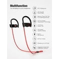 thumbnail image 2 of Bluetooth Headphones, Wireless Earbuds IPX7 Waterproof Sports Earphones w/Mic HD Stereo Sweatproof in-Ear Earbuds Gym Running Workout, Red, 2 of 4