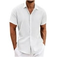 thumbnail image 1 of zanvin Hauts Chemise Décontractée pour Homme à Boutons, Été, Coupe Ajustée, Manches Courtes, Blanc, G, 1 of 5