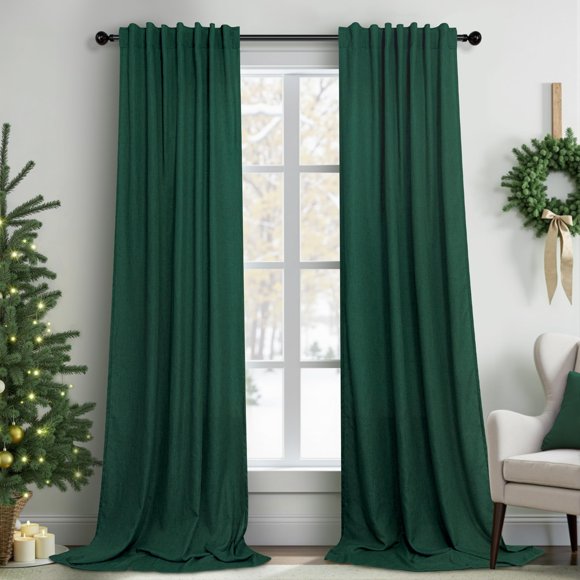 Cortinas Pitalk, 274 cm de largo, 2 paneles, lino semitransparente