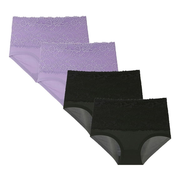 Babysbule Womens Underwear 4PC Women Lace High Waisted Body Shaper Shorts Shapewear Tummy Control Panties