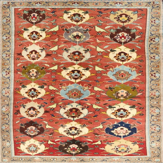 Ahgly Company Machine Washable Indoor Square Contemporary Grapefruit Red Area Rugs, 6' Square