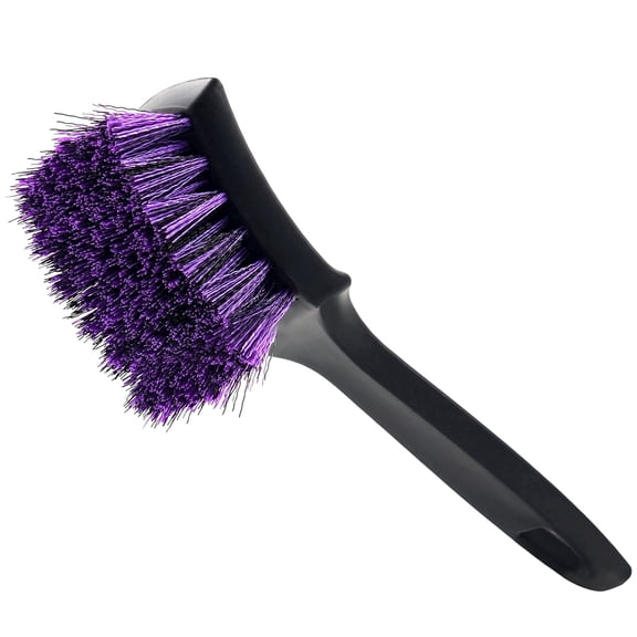 YeewayVeh  Multi-Purpose Car Mat Scrub Brush, Stiff Mixed Bristles for Auto Interiors, Rubber Liners, Truck Flooring, Patio Rugs, Short Handle Cleaning Tool for Deep Dirt Removal, Black/Purple