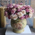 thumbnail image 2 of D-GROEE 2 Bouquet 15 Heads Artificial Rose Flowers Bouquet Faux Silk Flowers Rose for Home Bridal Wedding Party Festival Decor Xmas Gift, 2 of 4