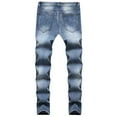 thumbnail image 3 of WXLWZYWL Pants for Men Relaxed Fit Y2K Men's Slim Fit Jeans Stretch Destroyed Ripped Skinny Jeans Side Striped Denim Pants, 3 of 5
