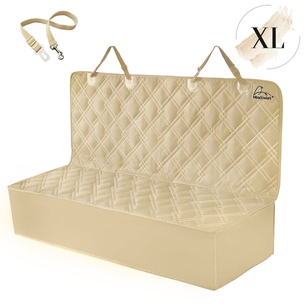 Funda para asiento trasero de coche Meadowlark XL Beige. Protector de asiento de banco de protección total extra grueso de primera calidad para perros Meadowlark Meadowlark Cover para asiento de carro 3.4 lb