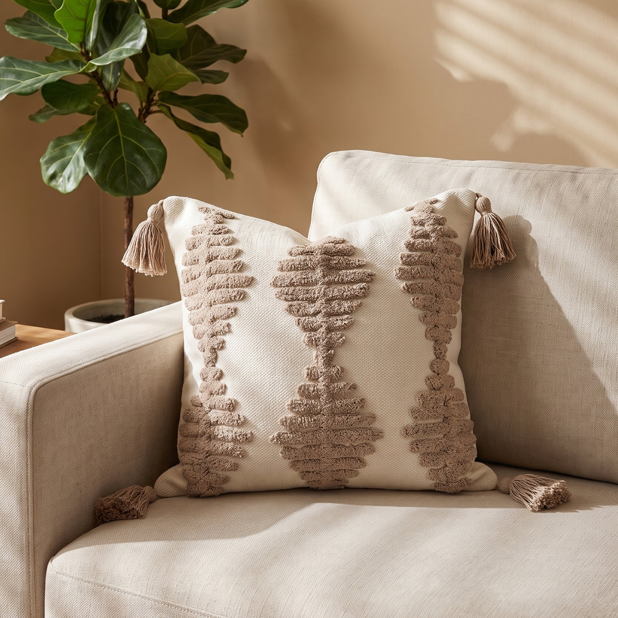 Unique Bargains 3D Tufted Geometric Boho Throw Pillow Covers Decor Cases Brown 18"x18"
