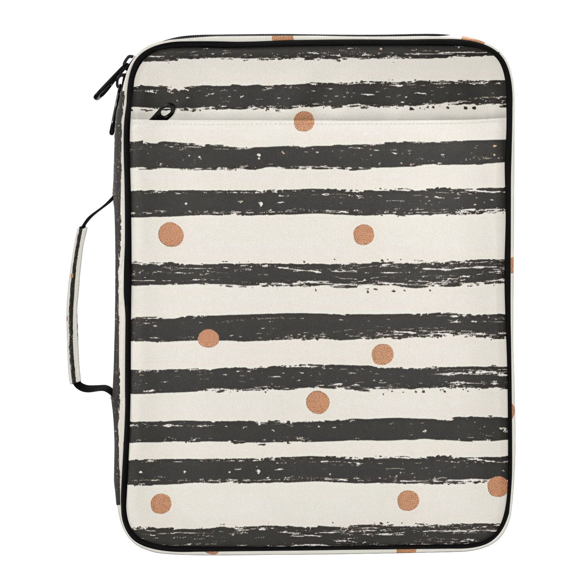FORMRS Accordion File Folder A4 Size 7-Pocket Expanding Document Organizer Bag with 3 Ring Binder, Black Stripes